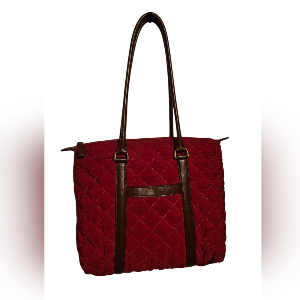 Talbots Quilted Shoulder  / Handled Tote Bag Red
